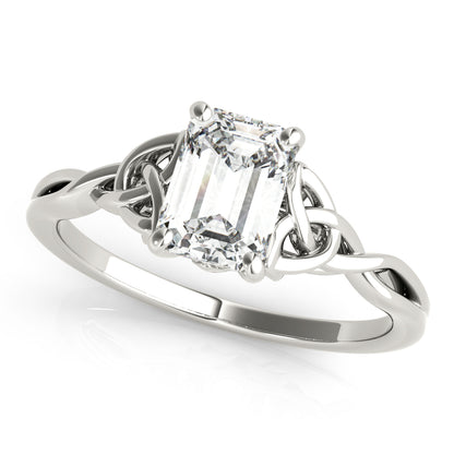  Lab-Grown Emerald Cut Diamond Intertwined Knot Solitaire Engagement Ring