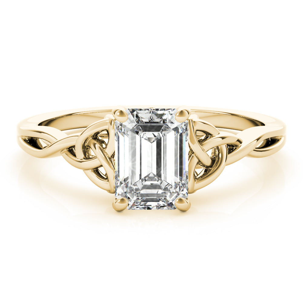  Lab-Grown Emerald Cut Diamond Intertwined Knot Solitaire Engagement Ring