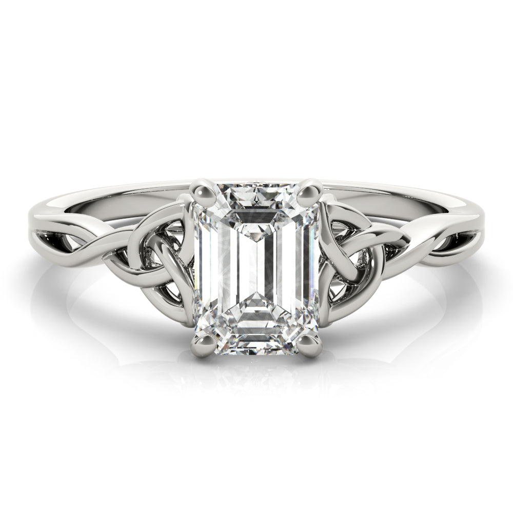  Lab-Grown Emerald Cut Diamond Intertwined Knot Solitaire Engagement Ring