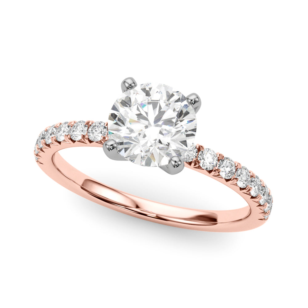 Graceful Center Round Diamond Engagement Ring — 9K/18K Gold & Platinum