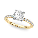 Graceful Center Round Diamond Engagement Ring — 9K/18K Gold & Platinum