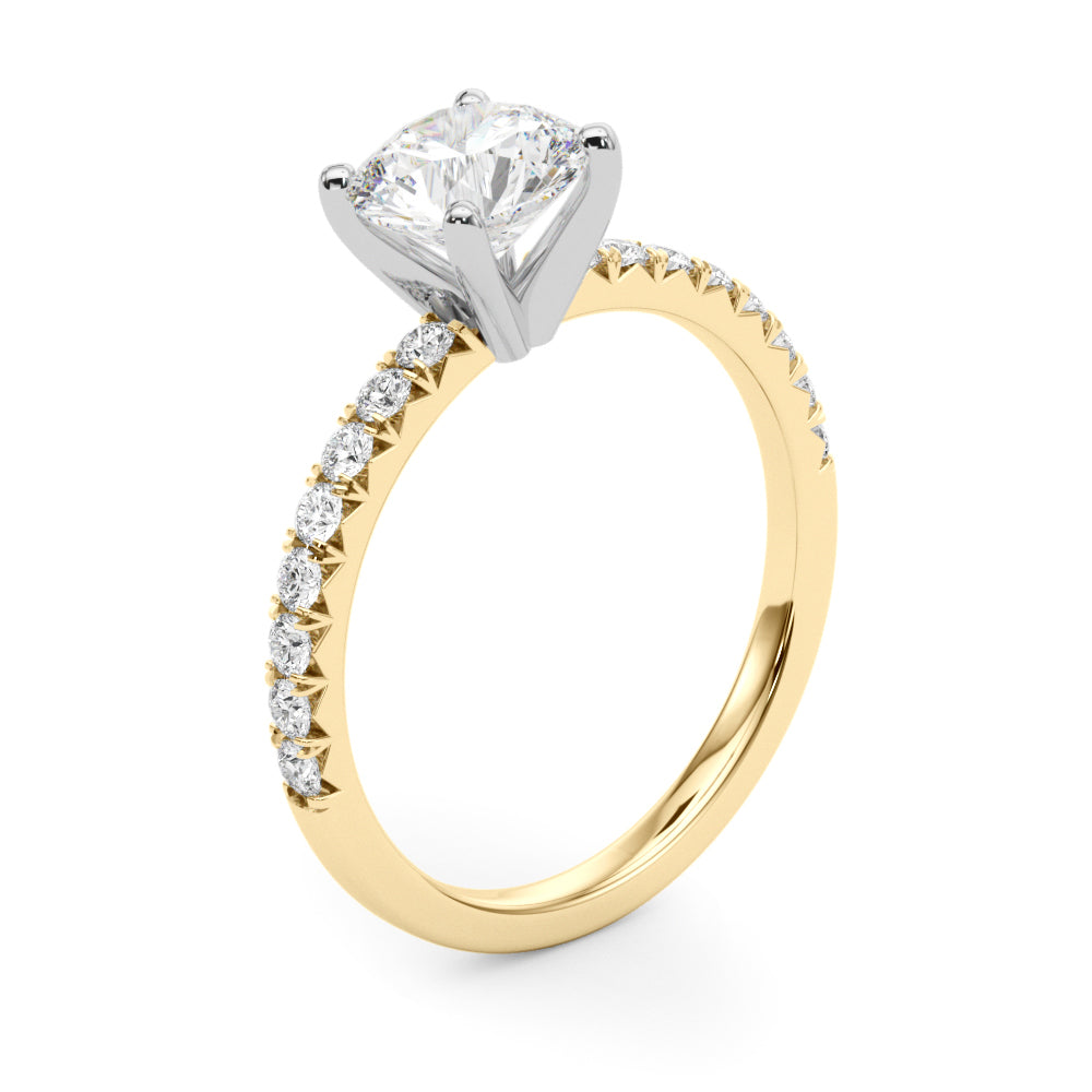 Graceful Center Round Diamond Engagement Ring — 9K/18K Gold & Platinum