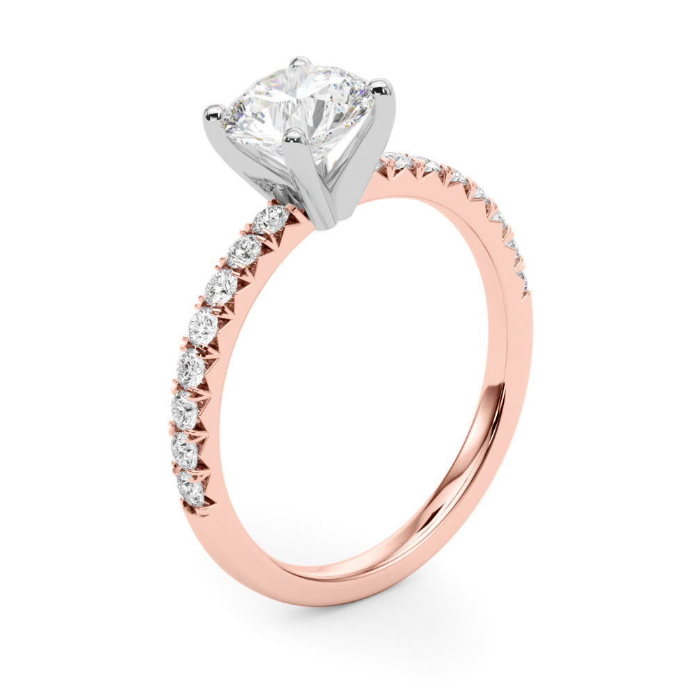 Graceful Center Round Diamond Engagement Ring — 9K/18K Gold & Platinum