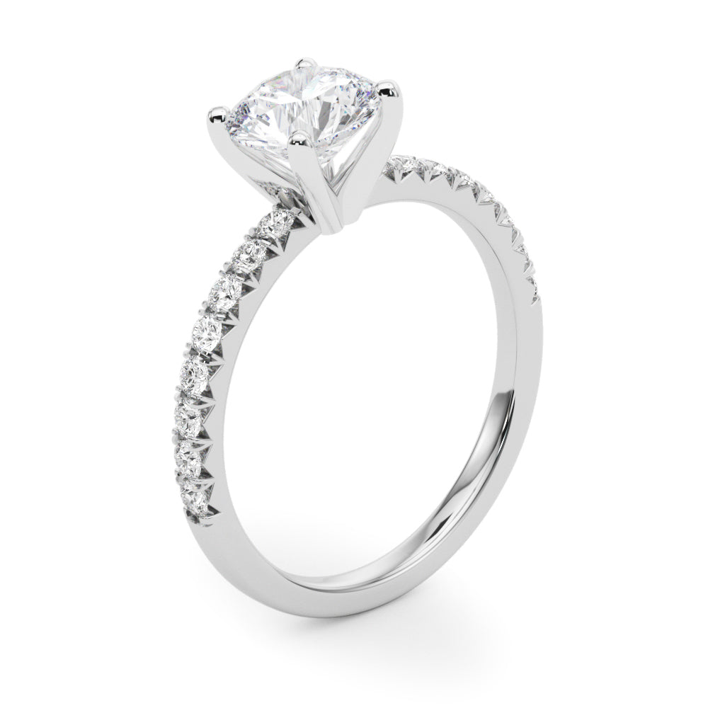 Graceful Center Round Diamond Engagement Ring — 9K/18K Gold & Platinum
