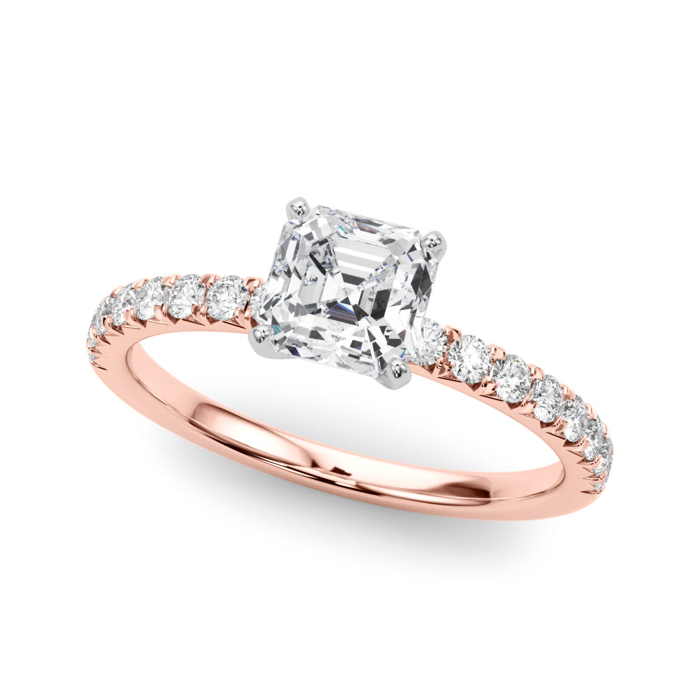 Graceful Center Round Diamond Engagement Ring — 9K/18K Gold & Platinum