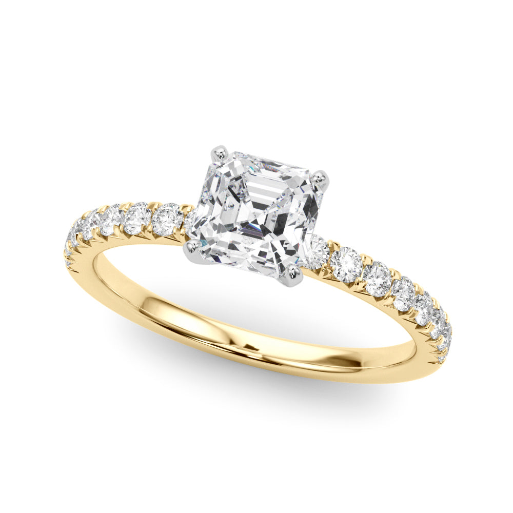 Graceful Center Round Diamond Engagement Ring — 9K/18K Gold & Platinum