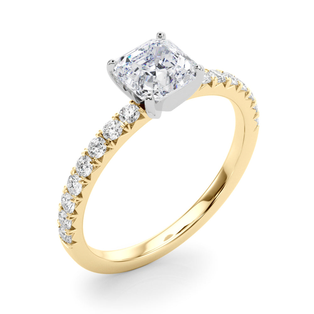 Graceful Center Round Diamond Engagement Ring — 9K/18K Gold & Platinum