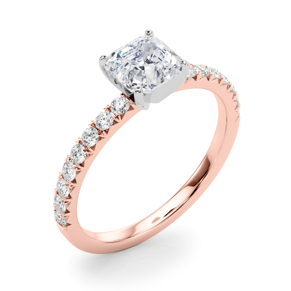 Graceful Center Round Diamond Engagement Ring — 9K/18K Gold & Platinum