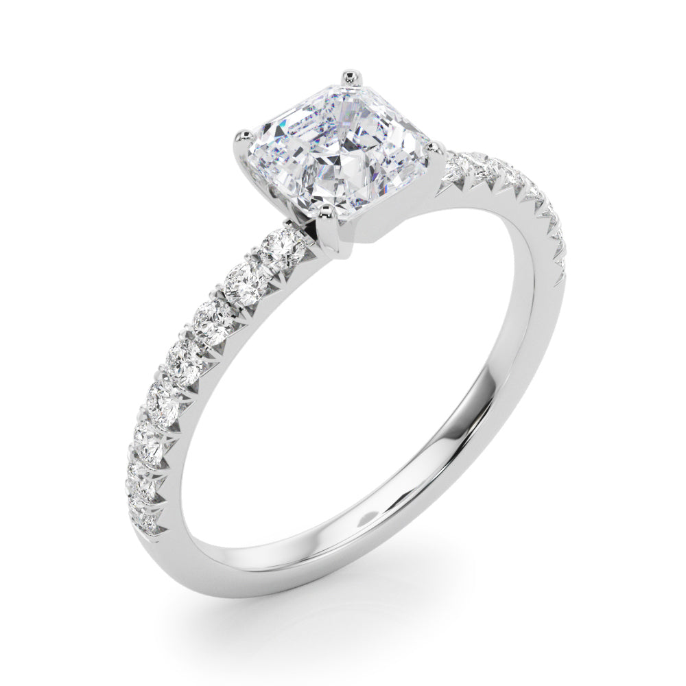 Graceful Center Round Diamond Engagement Ring — 9K/18K Gold & Platinum