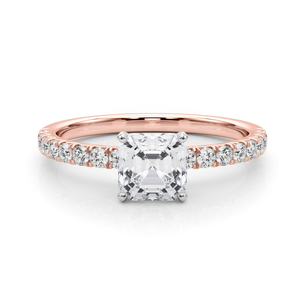 Graceful Center Round Diamond Engagement Ring — 9K/18K Gold & Platinum