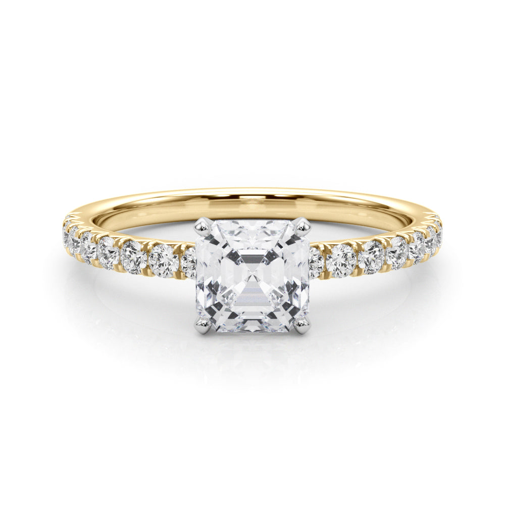Graceful Center Round Diamond Engagement Ring — 9K/18K Gold & Platinum