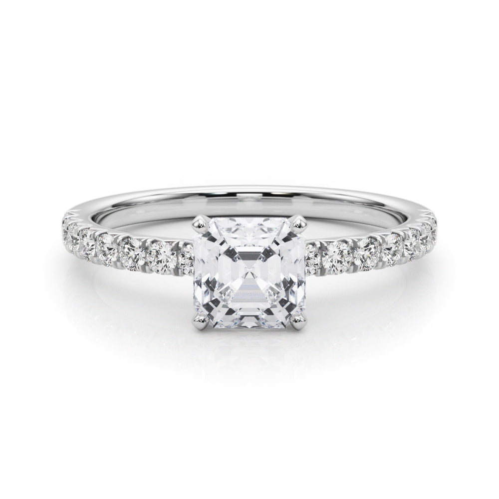 Graceful Center Round Diamond Engagement Ring — 9K/18K Gold & Platinum