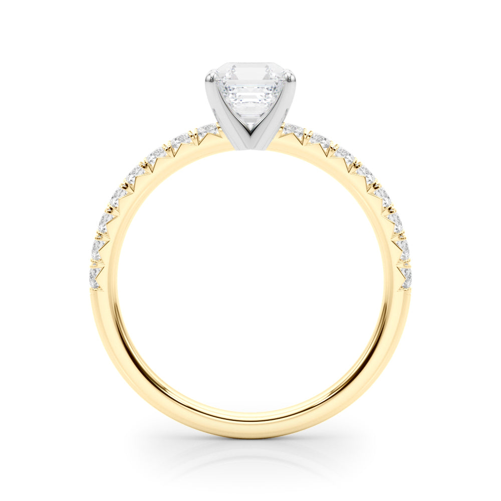 Graceful Center Round Diamond Engagement Ring — 9K/18K Gold & Platinum