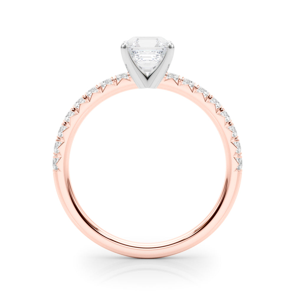 Graceful Center Round Diamond Engagement Ring — 9K/18K Gold & Platinum