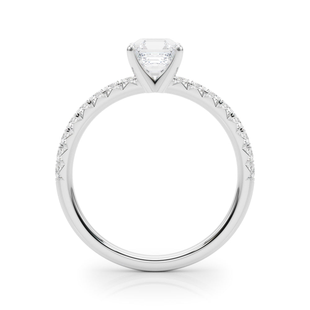 Graceful Center Round Diamond Engagement Ring — 9K/18K Gold & Platinum