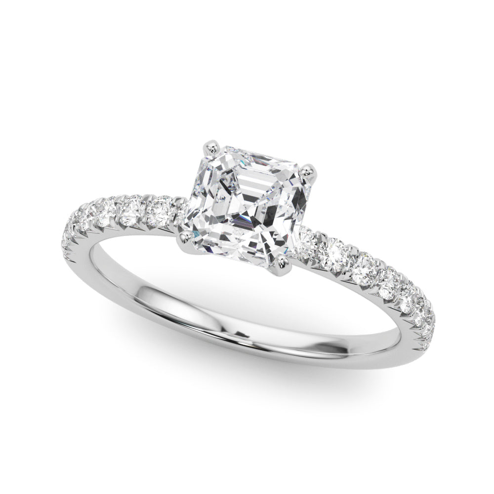 Graceful Center Round Diamond Engagement Ring — 9K/18K Gold & Platinum