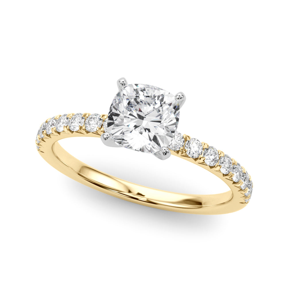 Graceful Center Round Diamond Engagement Ring — 9K/18K Gold & Platinum
