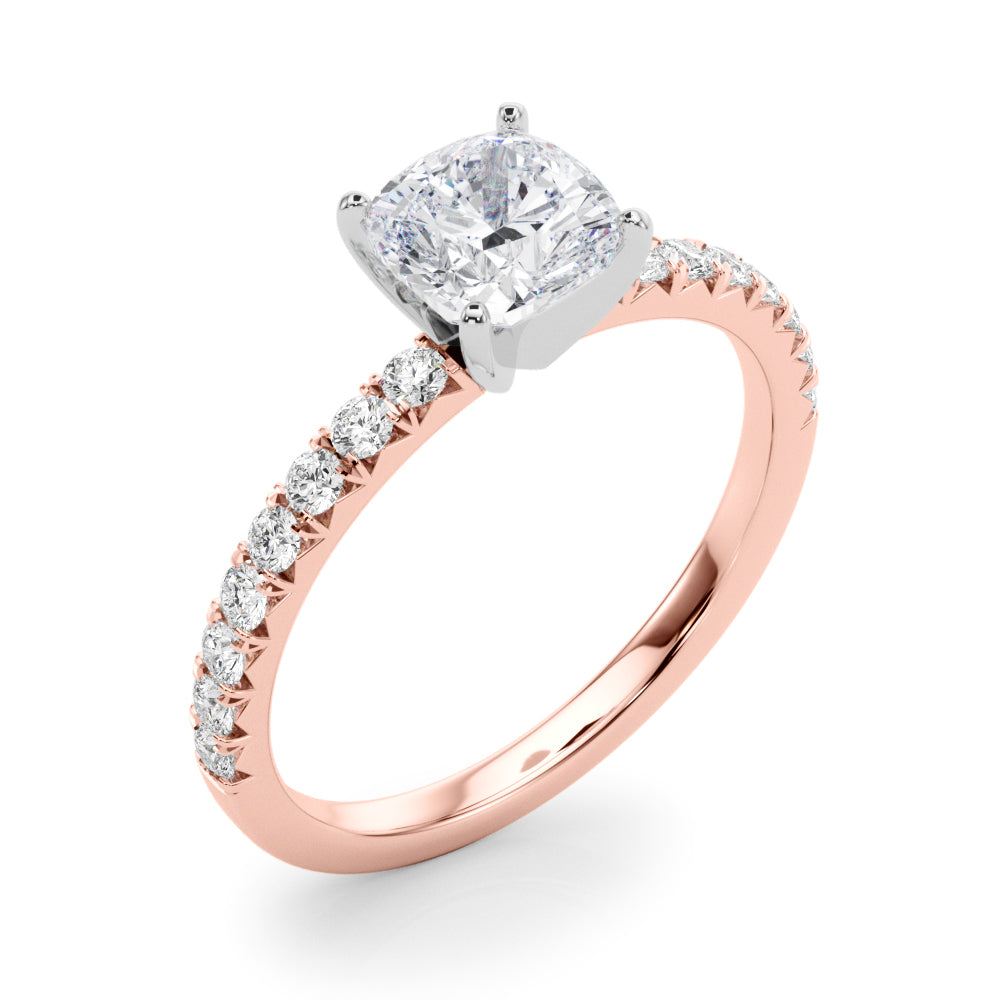 Graceful Center Round Diamond Engagement Ring — 9K/18K Gold & Platinum