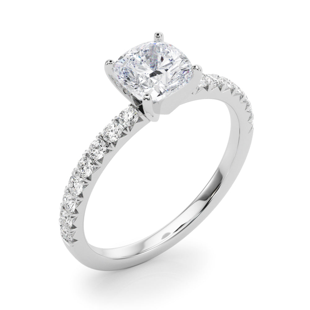 Graceful Center Round Diamond Engagement Ring — 9K/18K Gold & Platinum