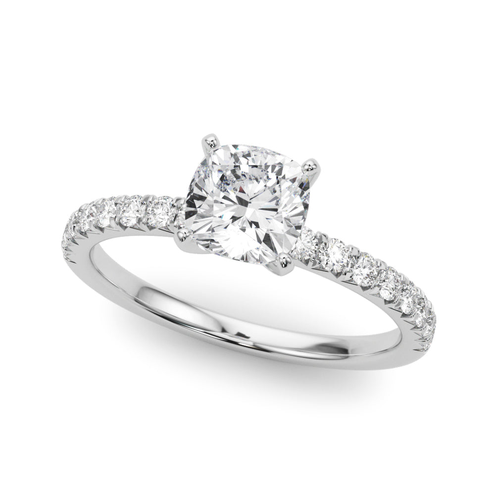Graceful Center Round Diamond Engagement Ring — 9K/18K Gold & Platinum