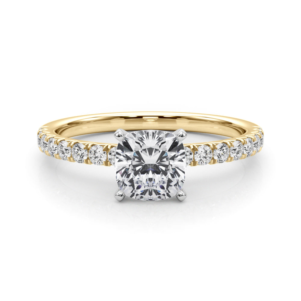 Graceful Center Round Diamond Engagement Ring — 9K/18K Gold & Platinum