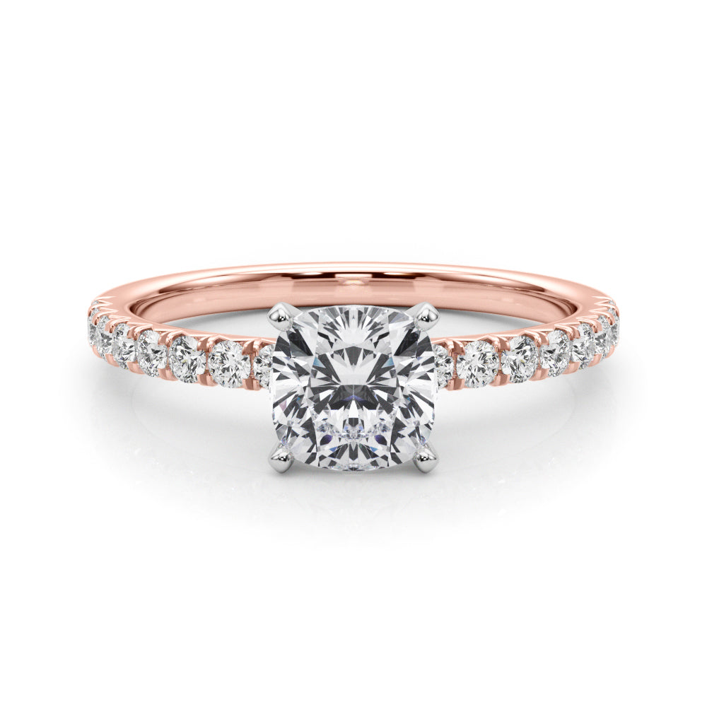 Graceful Center Round Diamond Engagement Ring — 9K/18K Gold & Platinum