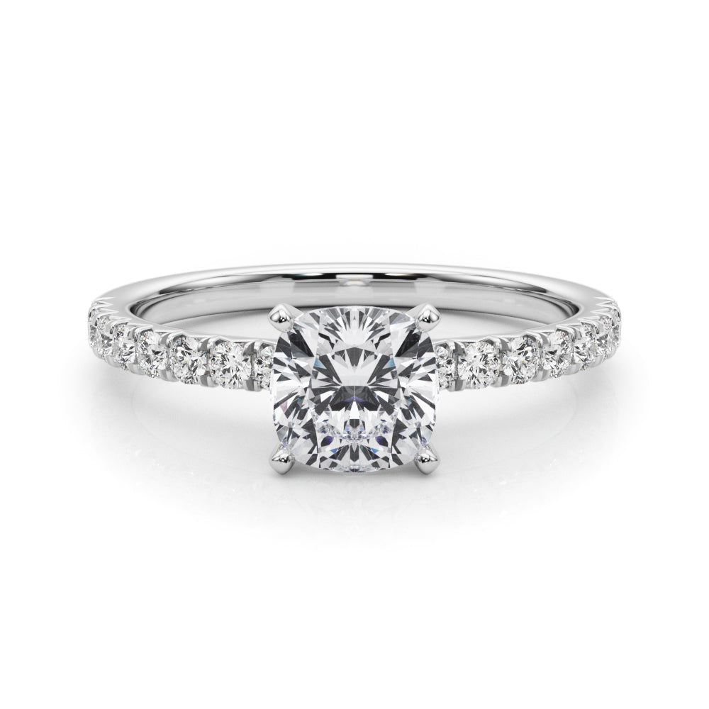 Graceful Center Round Diamond Engagement Ring — 9K/18K Gold & Platinum