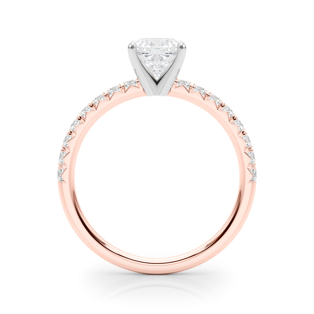 Graceful Center Round Diamond Engagement Ring — 9K/18K Gold & Platinum