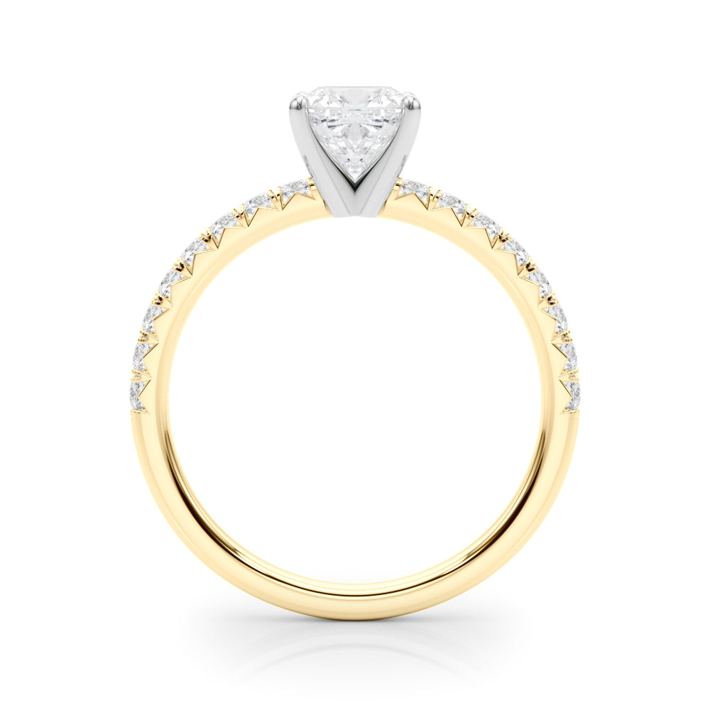 Graceful Center Round Diamond Engagement Ring — 9K/18K Gold & Platinum