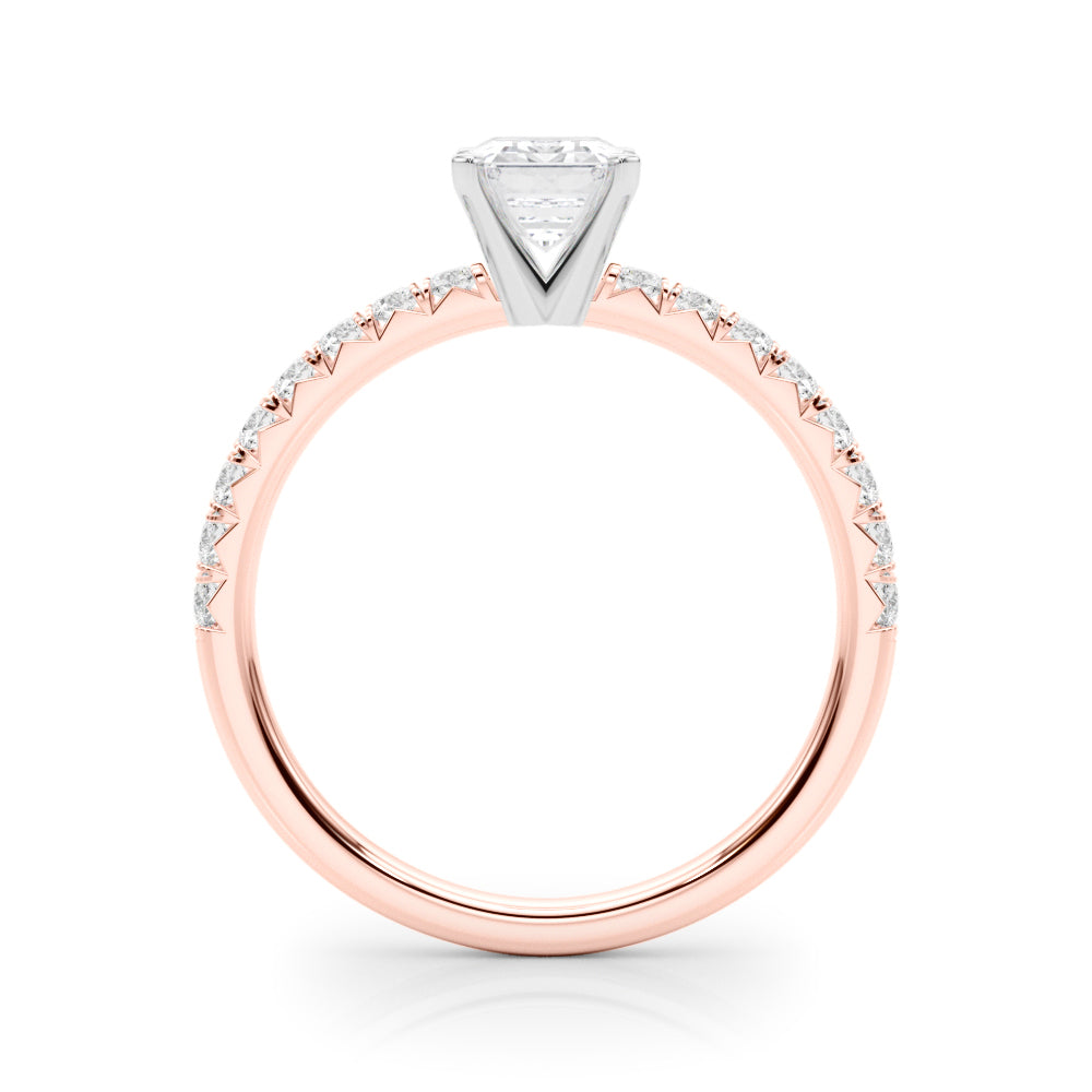 Graceful Center Round Diamond Engagement Ring — 9K/18K Gold & Platinum