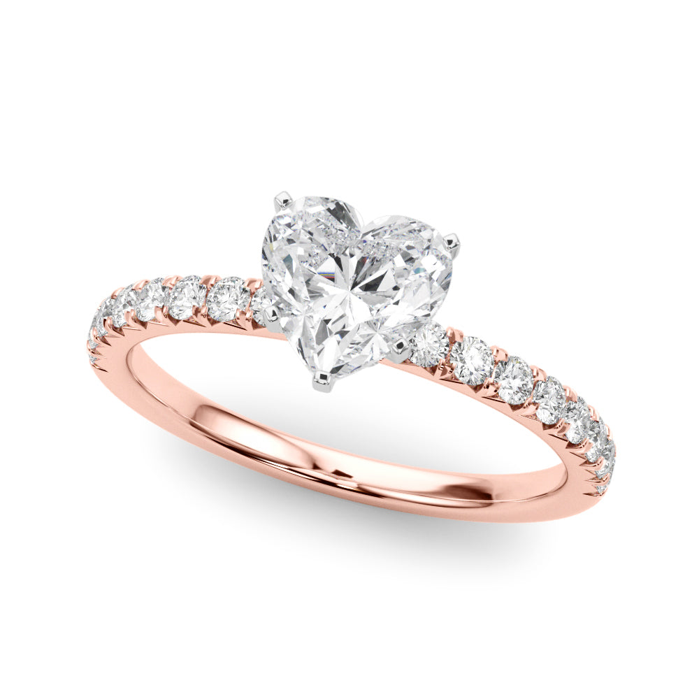 Graceful Center Round Diamond Engagement Ring — 9K/18K Gold & Platinum