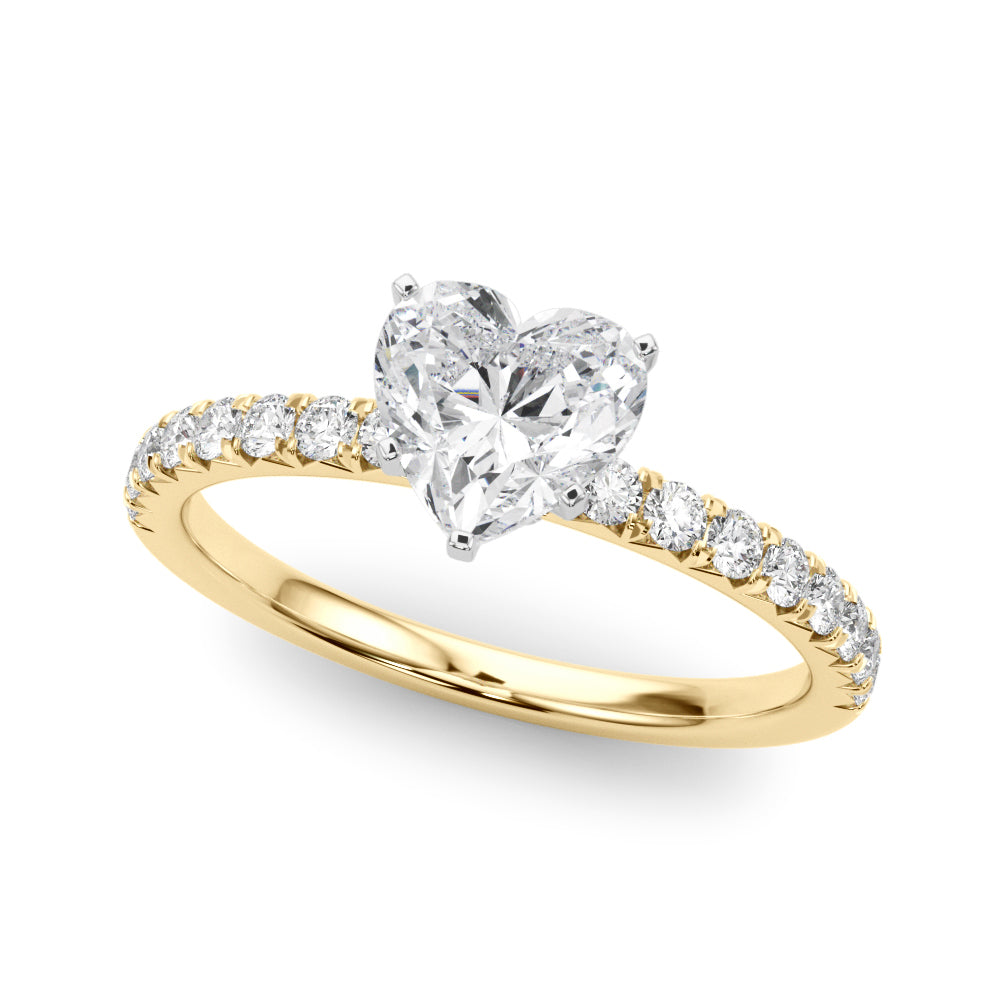 Graceful Center Round Diamond Engagement Ring — 9K/18K Gold & Platinum