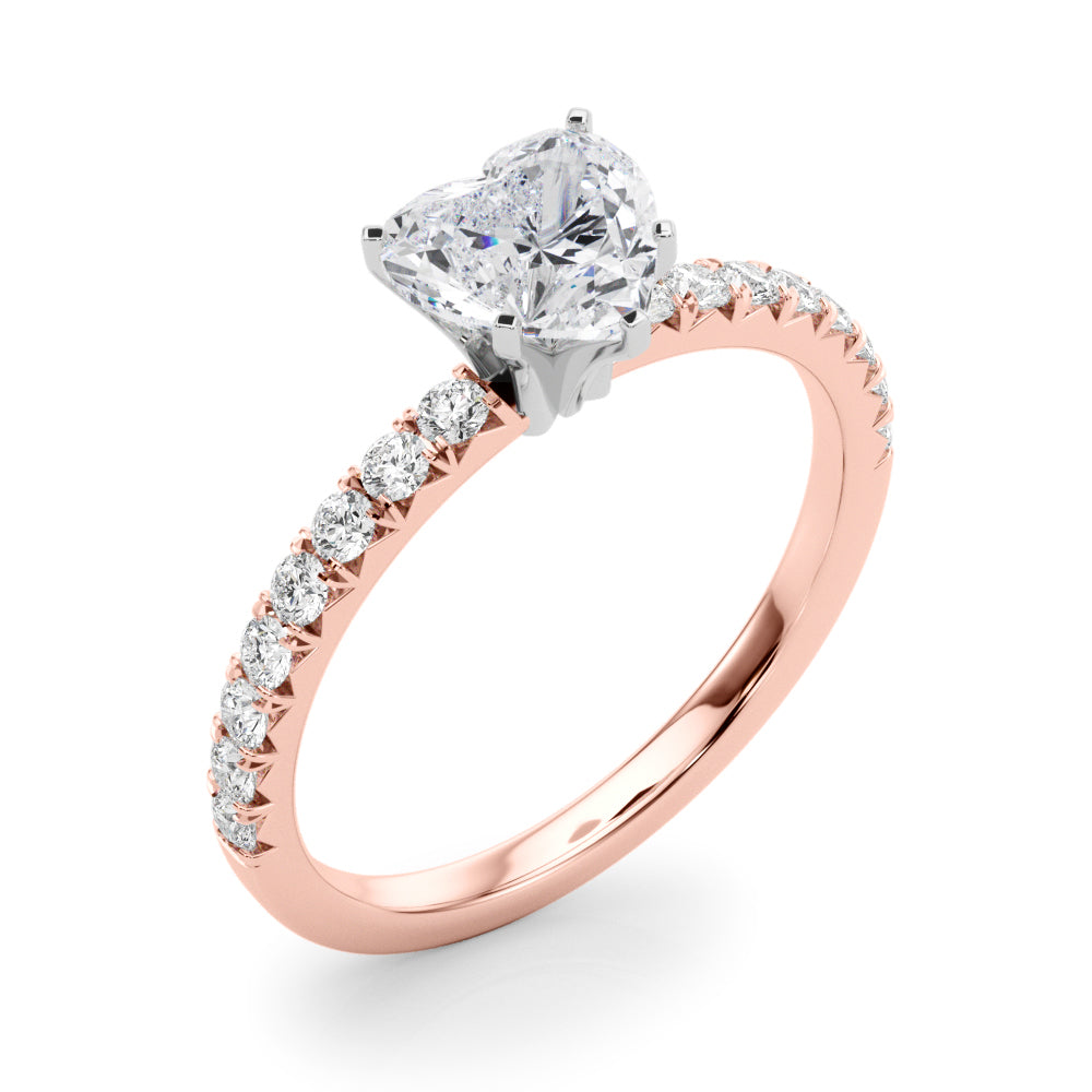 Graceful Center Round Diamond Engagement Ring — 9K/18K Gold & Platinum