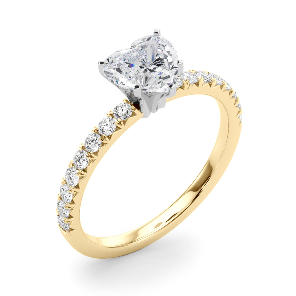Graceful Center Round Diamond Engagement Ring — 9K/18K Gold & Platinum