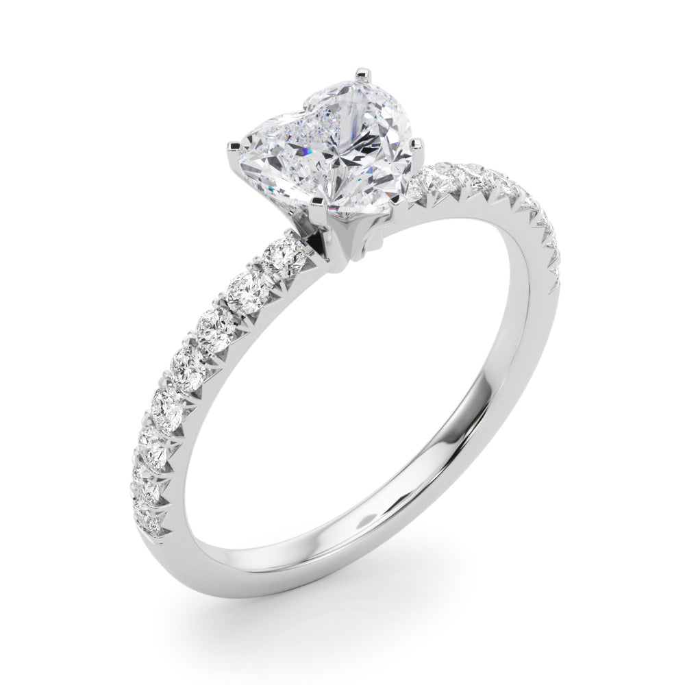Graceful Center Round Diamond Engagement Ring — 9K/18K Gold & Platinum
