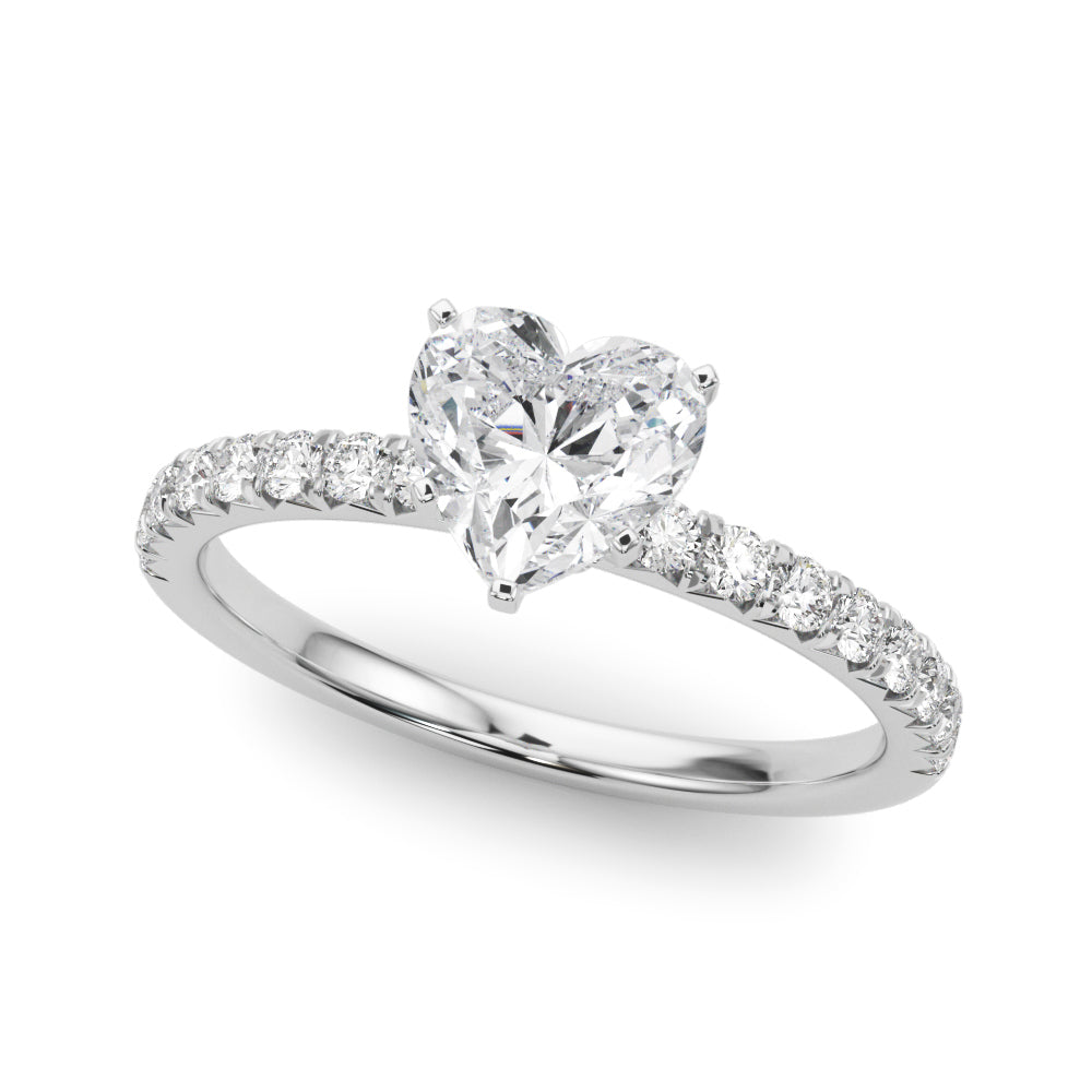 Graceful Center Round Diamond Engagement Ring — 9K/18K Gold & Platinum