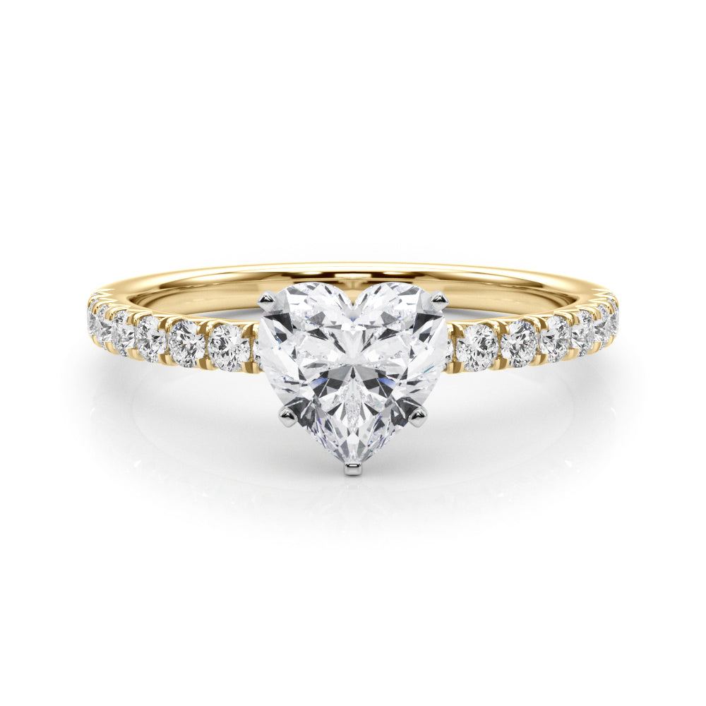 Graceful Center Round Diamond Engagement Ring — 9K/18K Gold & Platinum
