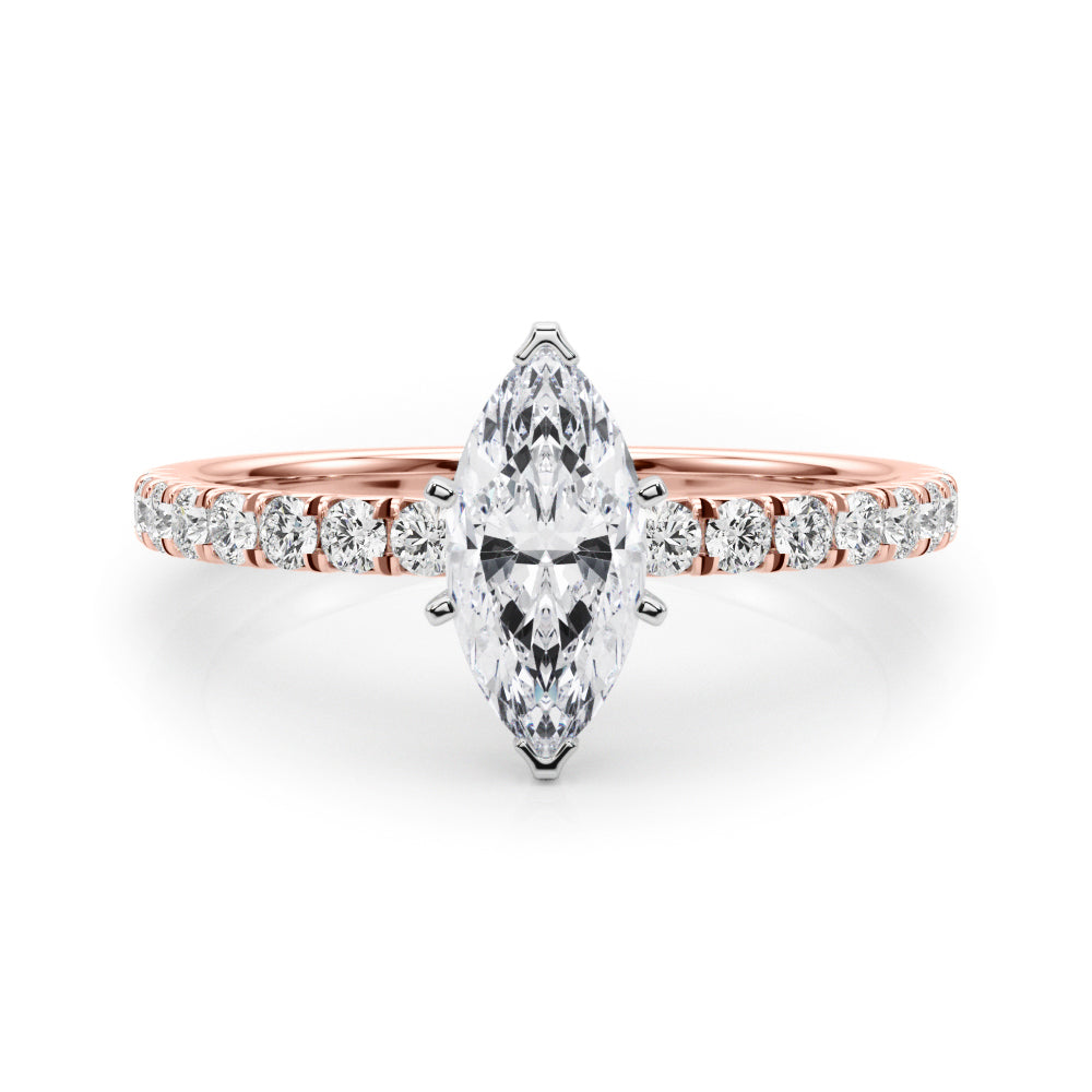 Graceful Center Round Diamond Engagement Ring — 9K/18K Gold & Platinum
