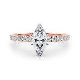 Graceful Center Round Diamond Engagement Ring — 9K/18K Gold & Platinum