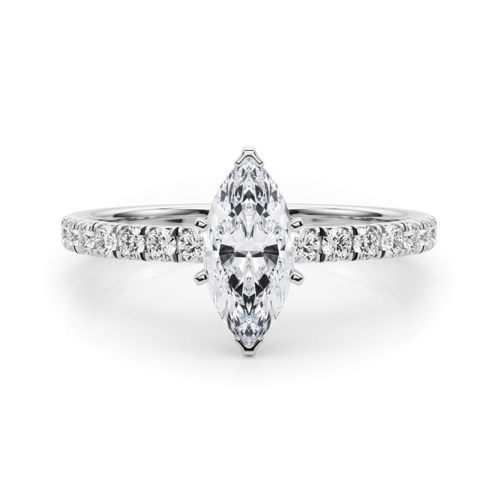 Graceful Center Round Diamond Engagement Ring — 9K/18K Gold & Platinum