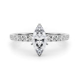 Graceful Center Round Diamond Engagement Ring — 9K/18K Gold & Platinum