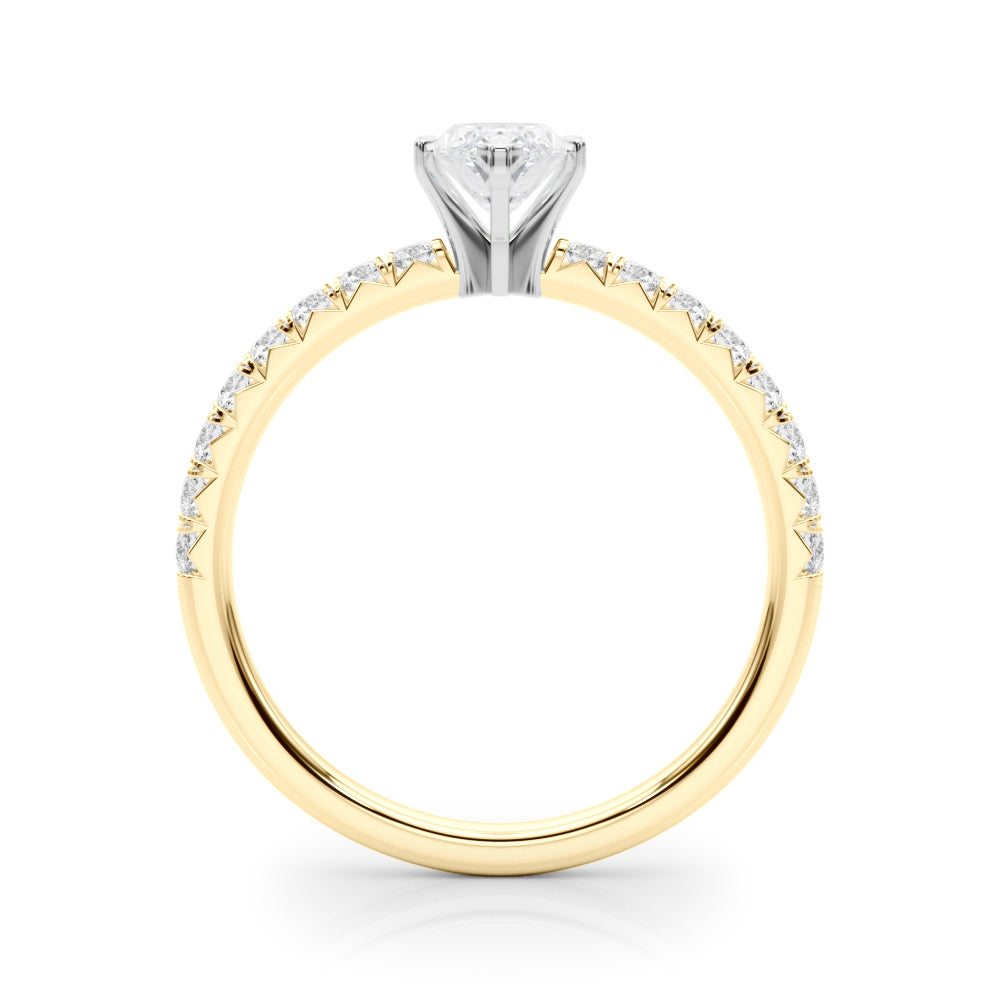 Graceful Center Round Diamond Engagement Ring — 9K/18K Gold & Platinum