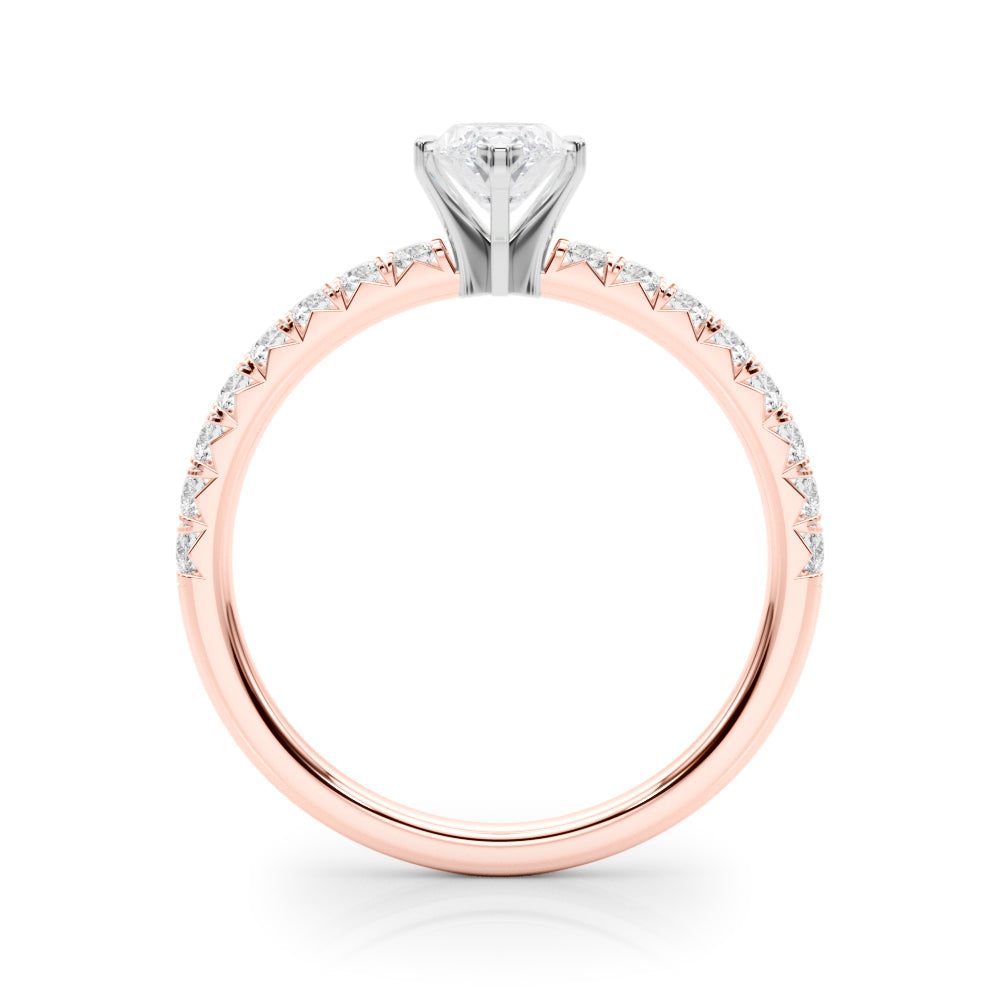Graceful Center Round Diamond Engagement Ring — 9K/18K Gold & Platinum