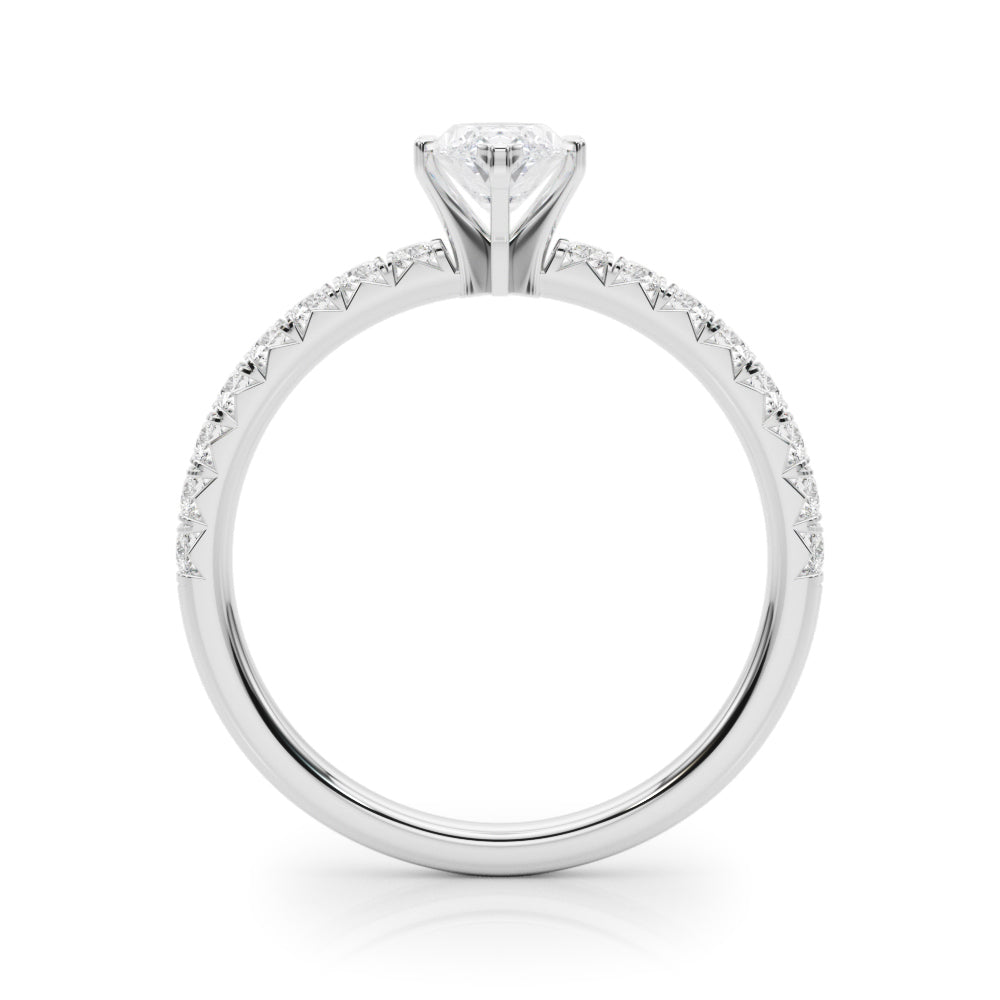 Graceful Center Round Diamond Engagement Ring — 9K/18K Gold & Platinum