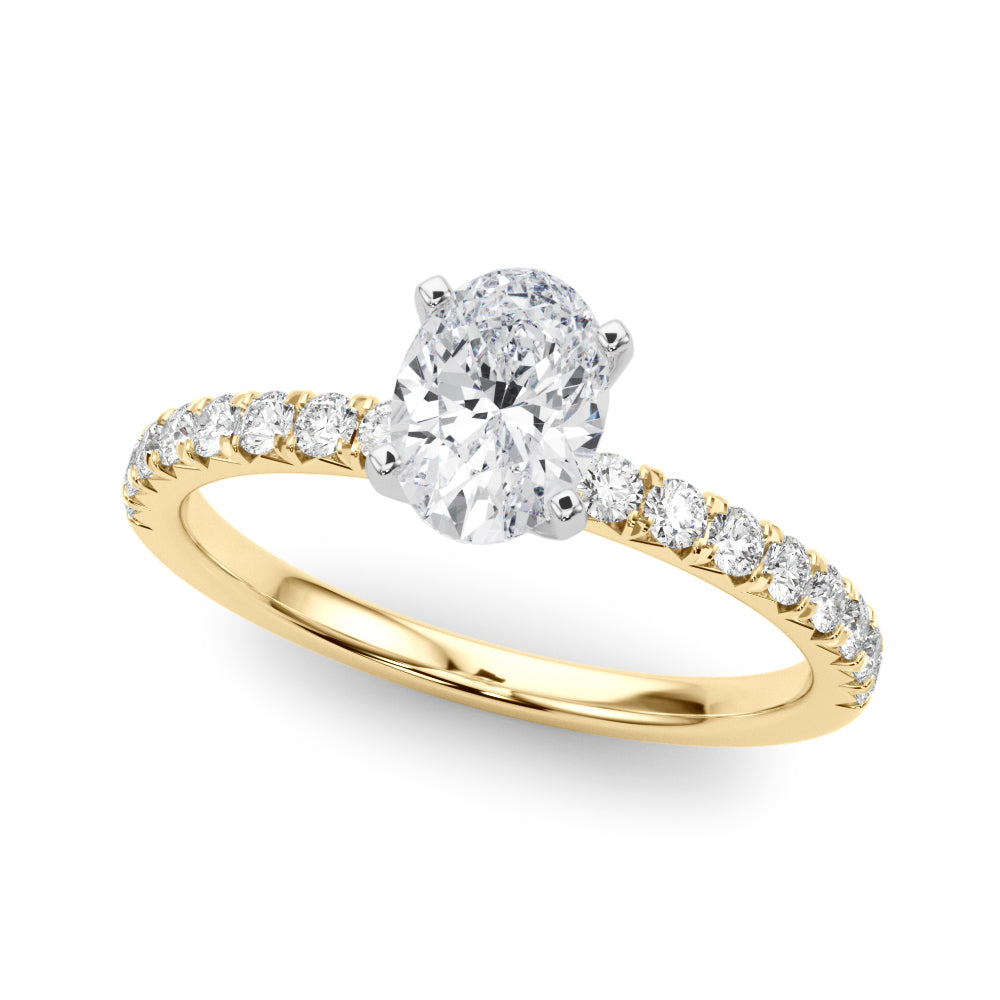 Graceful Center Round Diamond Engagement Ring — 9K/18K Gold & Platinum