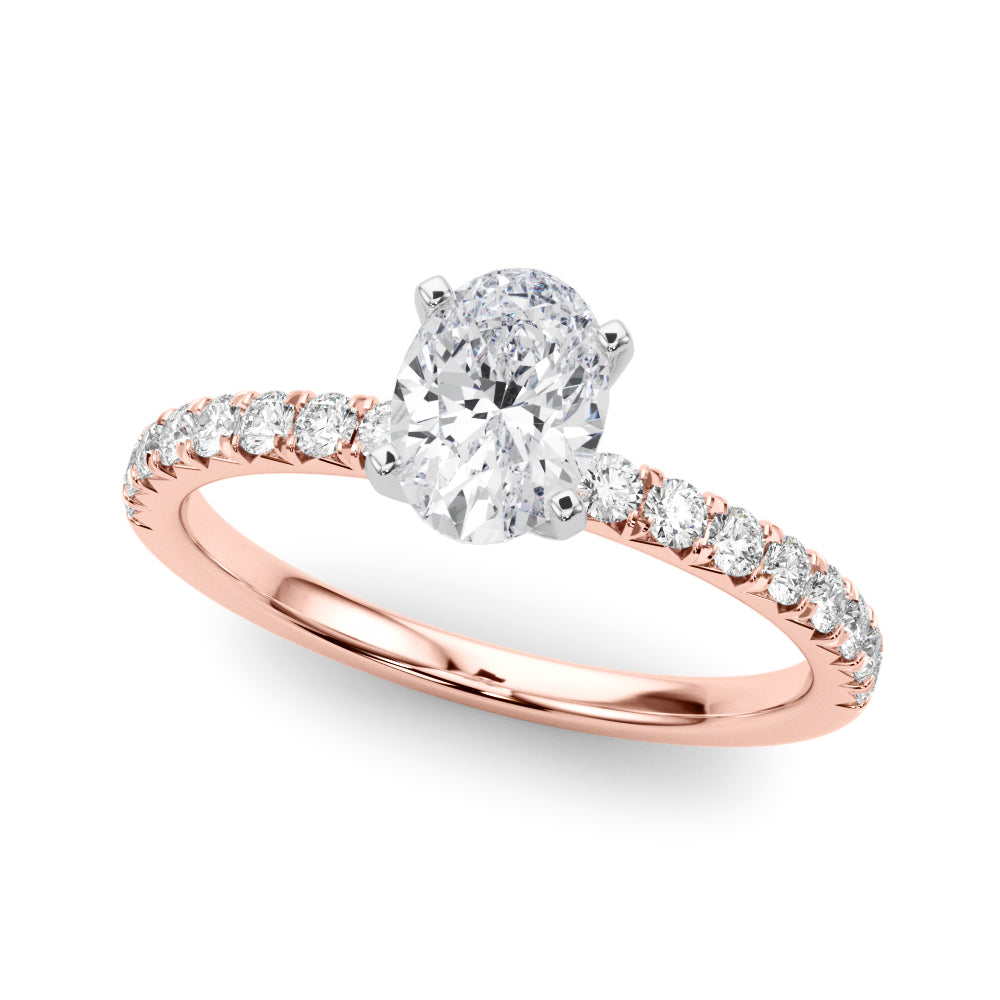 Graceful Center Round Diamond Engagement Ring — 9K/18K Gold & Platinum