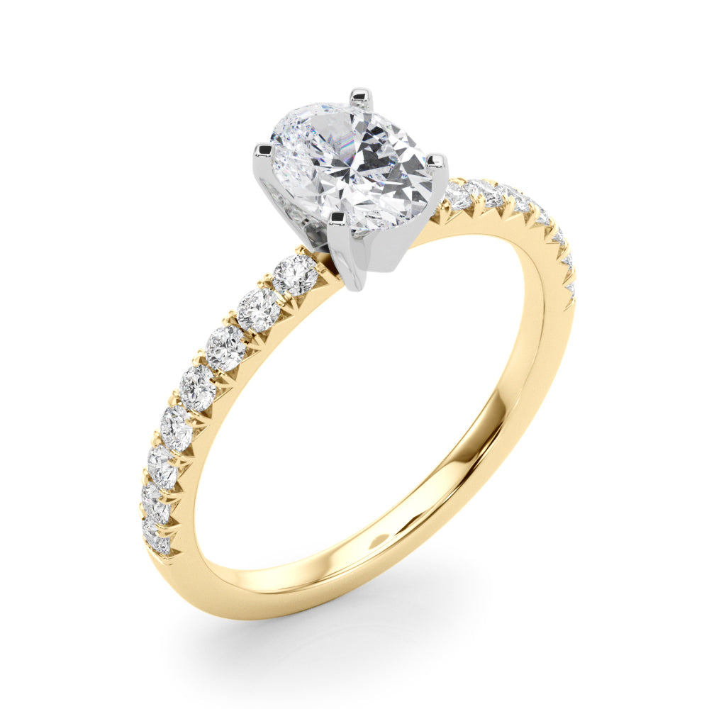 Graceful Center Round Diamond Engagement Ring — 9K/18K Gold & Platinum