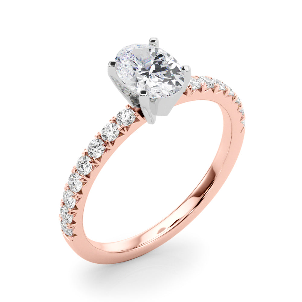 Graceful Center Round Diamond Engagement Ring — 9K/18K Gold & Platinum