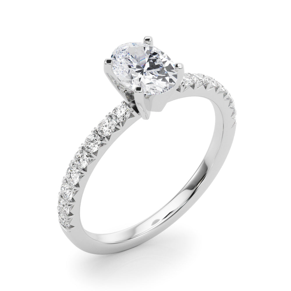 Graceful Center Round Diamond Engagement Ring — 9K/18K Gold & Platinum