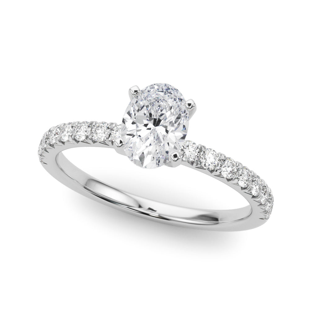 Graceful Center Round Diamond Engagement Ring — 9K/18K Gold & Platinum
